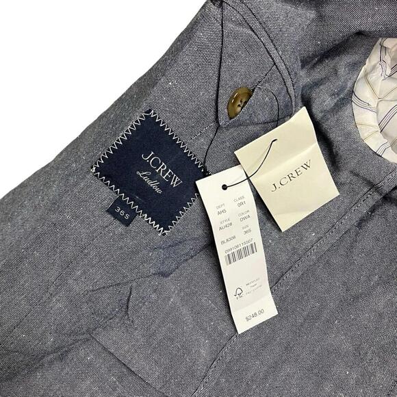 J Crew Blazer Mens 36S Blue Linen Blend Ludlow Baird McNutt Slim Unstructured - Picture 3 of 12